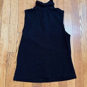 Elegant Black Sleeveless Turtleneck Blouse